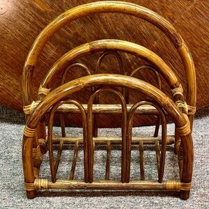 Elegant Vintage Bamboo Magazine Holder Mid Century Modern